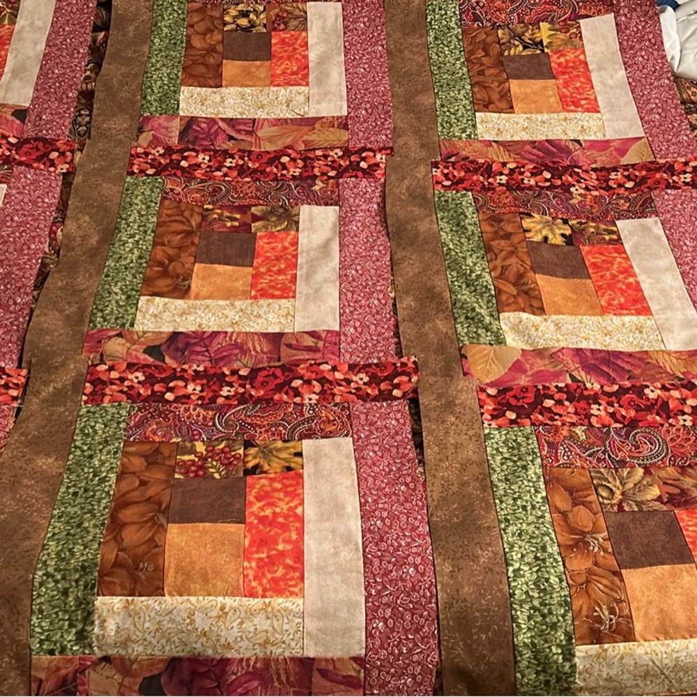 New lot of 10 Homemade patchwork Cabin Log Cotton quilt blocks, 14”x14”